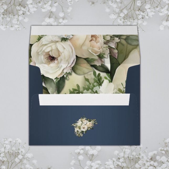 Enveloppe Elégant Boho Dusty Blue Floral Mariage (Créateur téléchargé)