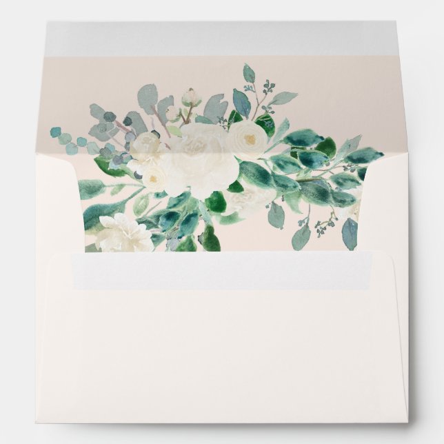 Enveloppe Elégant Boho été printemps ivoire Mariage floral (Dos (Bas))