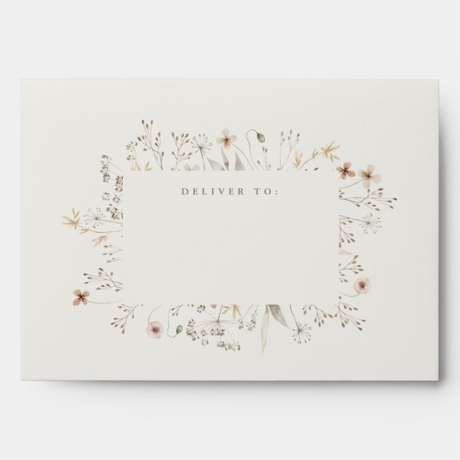 Enveloppe Elegant Boho Fleur sauvage Mariage Adresse de reto (Devant)