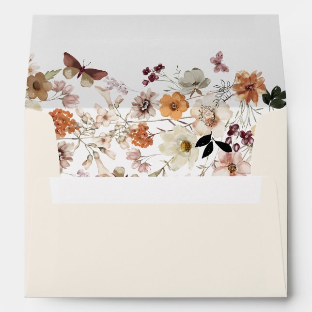 Enveloppe Elégant Boho Rustic Pastel Mariage Fleur sauvage (Dos (Bas))