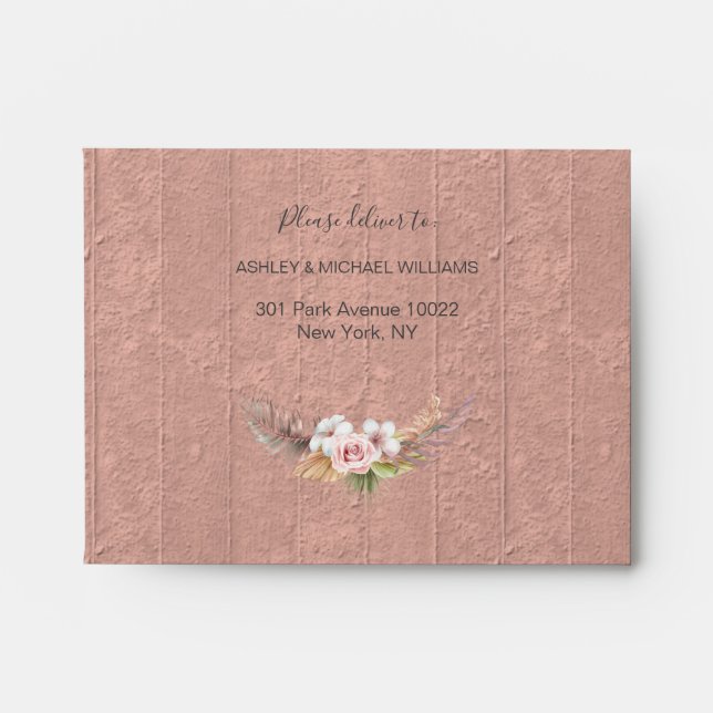 Enveloppe Elégant Boho Rustique Floral Botaniqe Mariage RSVP (Devant)