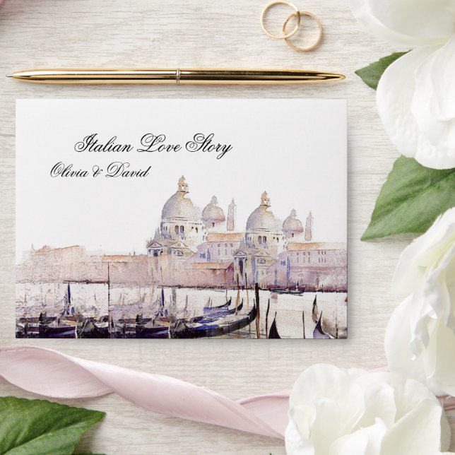 Enveloppe Elégant Boho Watercolor Venice Script Mariage (Wedding)