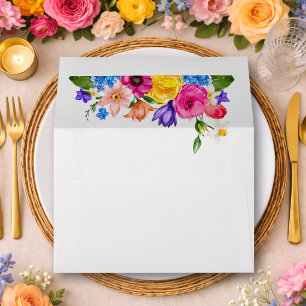 Enveloppe Élégant Bold Coloré Fleurs aquarelle mariage