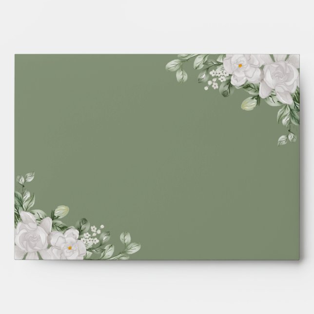 Enveloppe Elegant Botanical Sage Green Wedding Design (Devant)