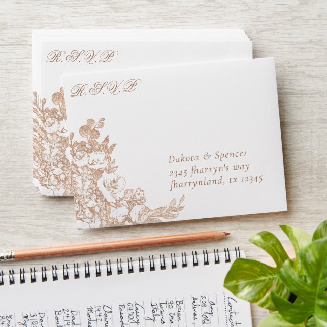 Enveloppe Élégant botanique | Préadresse RSVP florale de cui (Stacked)