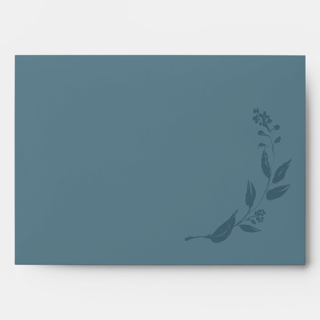 Enveloppe Elegant Botanique Turquoise Blue Mariage Adresse d (Devant)
