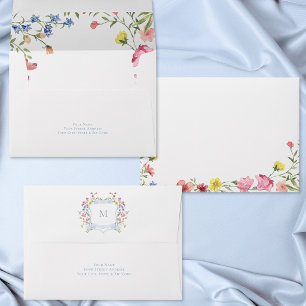 Enveloppe Élégant bouquet de fleurs sauvages pastel bleu pou
