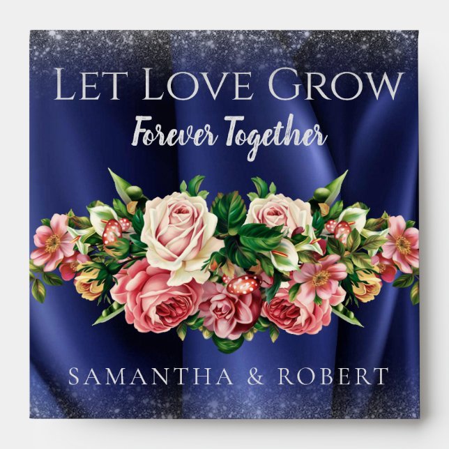 Enveloppe Elégant Bouquet Parties scintillant Mariage Favori (Devant)