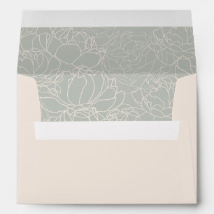 Enveloppe Élégant Broussage & Sage Green Mariage 5x7 Invitat
