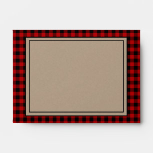 Enveloppe Élégant Buffalo Plaid Papier Kraft Rouge 4x6"