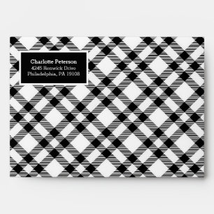 Enveloppe Élégant Buffle noir et blanc diagonal plaqué