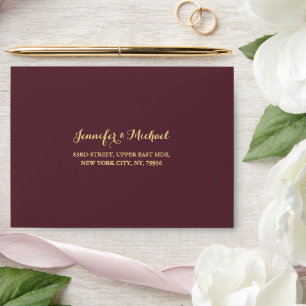 Enveloppe Elégant Burgundy Mariage Party Adresse de retour R