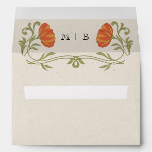 Enveloppe Élégant cadre floral Art Nouveau pour mariage
