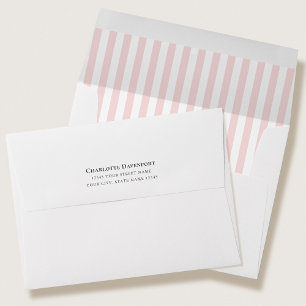 Enveloppe Élégant Candy rayped Baby Pink Adresse de retour