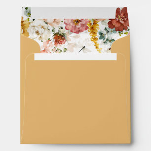 Enveloppe Elégant Carré Fleur sauvage d'aquarelle jaune