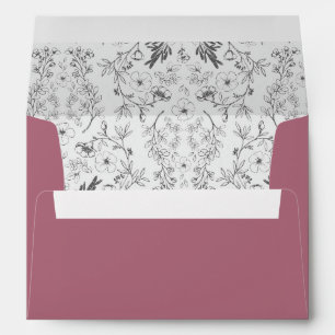 Enveloppe Elégant Cassis Floral Violet Pré-Adressé