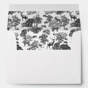 Enveloppe Elégant Cerf en toile blanche noire Vintage