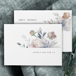 Enveloppe Elégant Chic Blush Aquarelle Floral Mariage