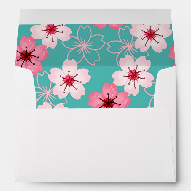 Enveloppe Élégant chic floral cerise motif (Dos (Bas))