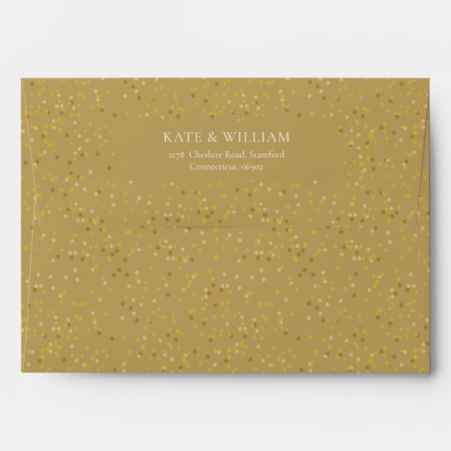 Enveloppe Elegant Chic Gold Dust Confetti Nom Adresse (Dos (Haut rabat))