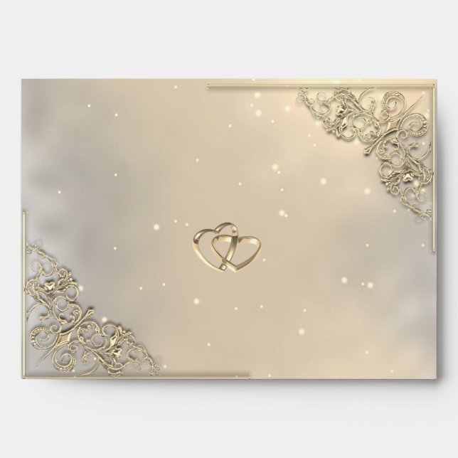 Enveloppe Elégant Chic Gold, Mariage de coeur (Devant)