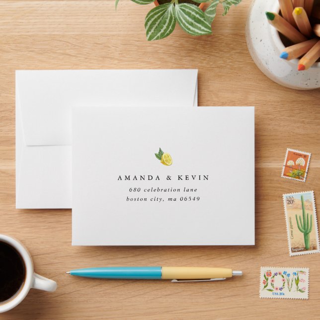 Enveloppe Élégant citron d'été avec adresse de retour (Desk)