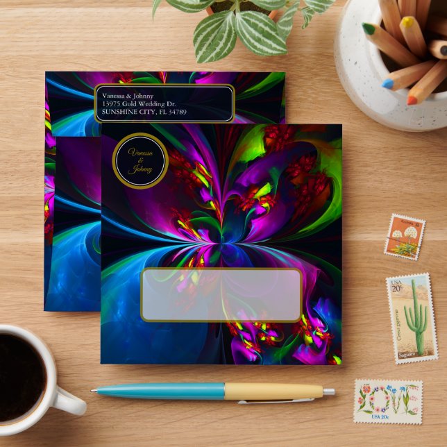 Enveloppe Elegant Classic Modern Floral Pattern #902 Wedding (Desk)