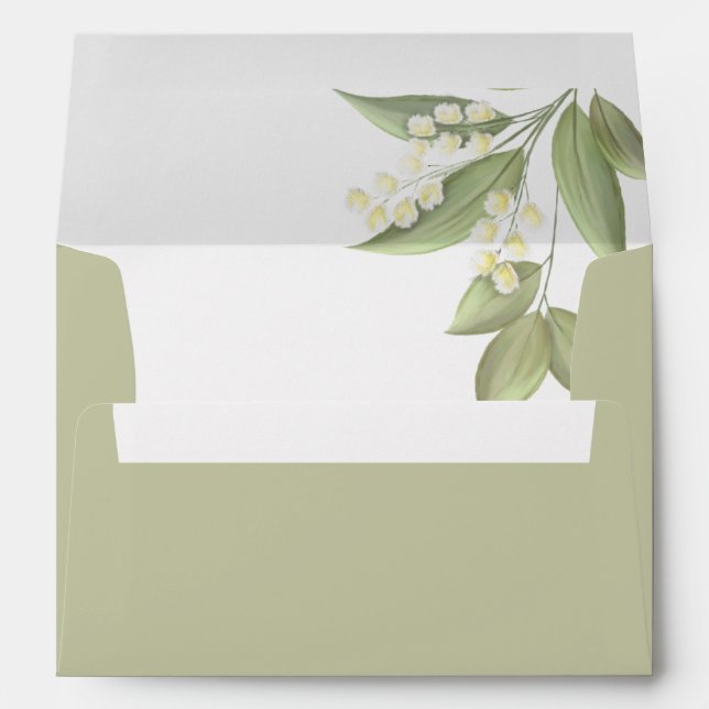 Enveloppe Élégant classique Mariage Sage Greenery 5x7 (Dos (Bas))