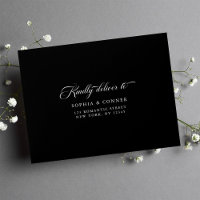 Élégant Classy Pre-Printed Address RSVP Black