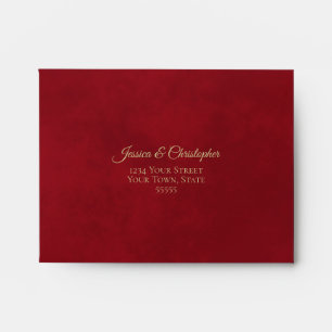 Enveloppe Elégant Crimson Rouge et Or Lace Mariage RSVP