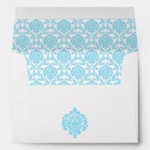 Enveloppe Élégant Damas Bleu