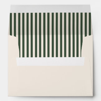 Enveloppe Elegant Dark Green and Cream Stripes 