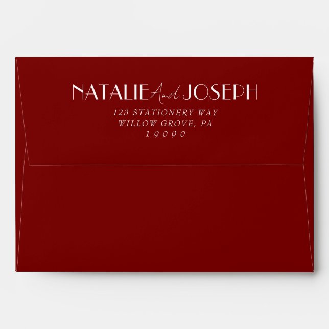 Enveloppe Elegant Deep Red Retro Burgundy Wedding (Dos (Haut rabat))
