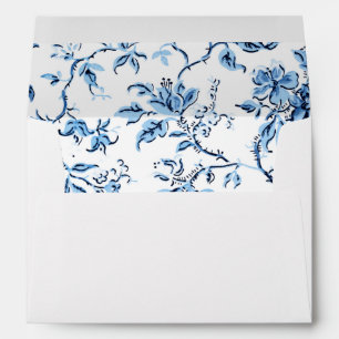 Enveloppe Elegant Delft Blue et White Floral