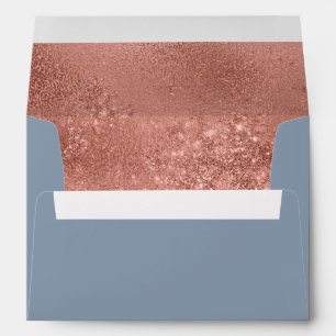 Enveloppe Elégant Dusty Blue Rose Gold
