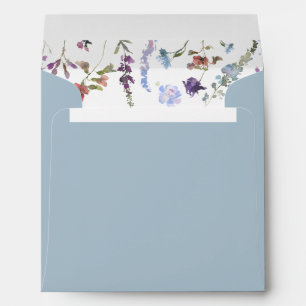 Enveloppe Elégant Dusty Blue Watercolor Fleur sauvage Carré