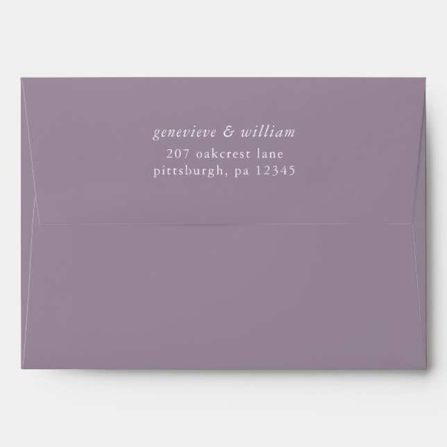Enveloppe Élégant Dusty Purple avec Mariage d'adresse de ret (Dos (Haut rabat))
