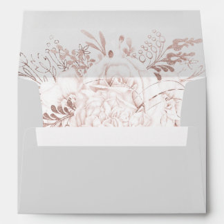Enveloppe Elégant Dusty Rose Floral Aquarelle Gris A7