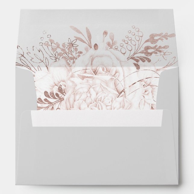 Enveloppe Elégant Dusty Rose Floral Aquarelle Gris A7 (Dos (Bas))