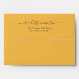 Enveloppe Élégant écriture jaune adresse de retour Mariage
