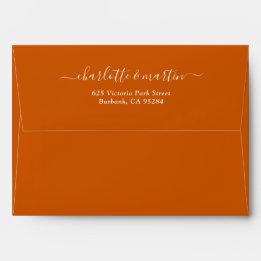 Enveloppe Élégant écriture orange brûlée Adresse de retour M