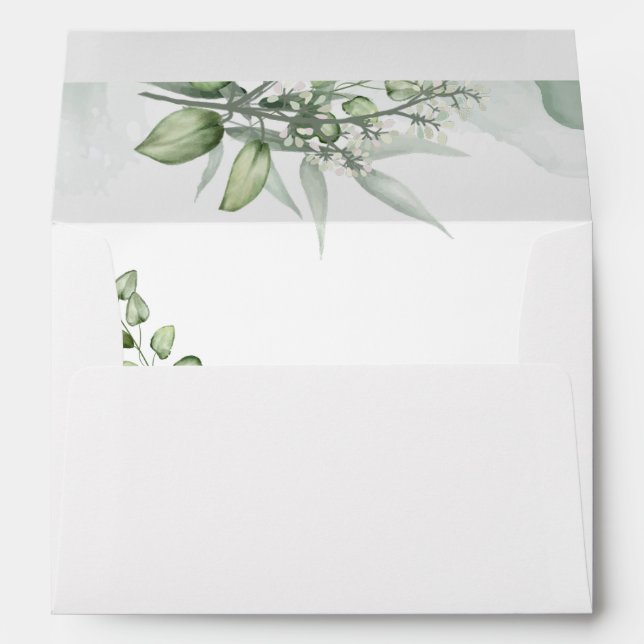 Enveloppe Élégant Eucalyptus Feuille Mariage de verdure Enve (Dos (Bas))