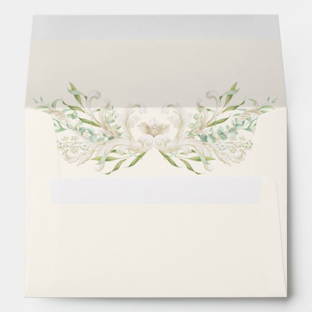 Enveloppe Elégant Eucalyptus Vintage Rustique Mariage (Dos (Bas))