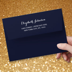 Enveloppe Élégant Faire-part de mariage bleu marine avant ad