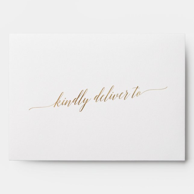 Enveloppe Élégant Faire-part de mariage de calligraphie or (Devant)