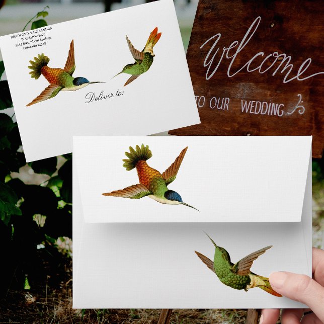 Enveloppe Élégant faire-part de mariage de colibri de mariag (Créateur téléchargé)