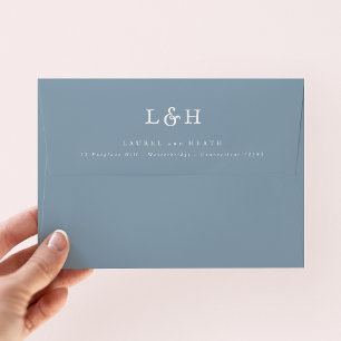 Enveloppe Élégant Faire-part de mariage de Monogramme bleu D