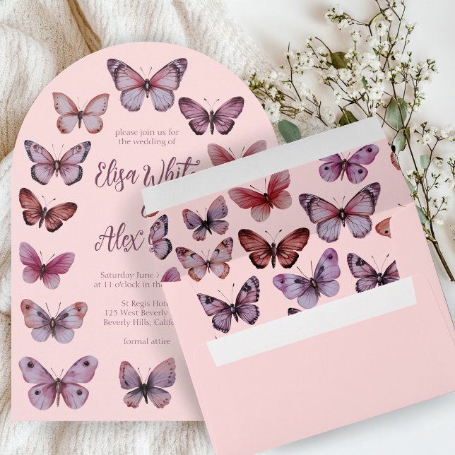 Enveloppe Élégant Faire-part de mariage de papillons sur mes (Elegant Butterflies Wedding Invitation CUSTOM Envelope
)