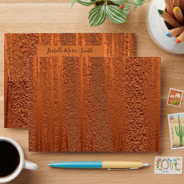 Enveloppe Élégant Faire-part de mariage de texture métalliqu (Desk)