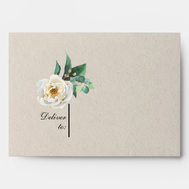 Enveloppe Élégant Faire-part de mariage floral blanc (Devant)